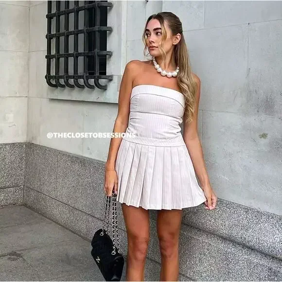 ZARA BLOGGER FAVE!!! Short Pleated Dress NWT - Picture 7 of 16